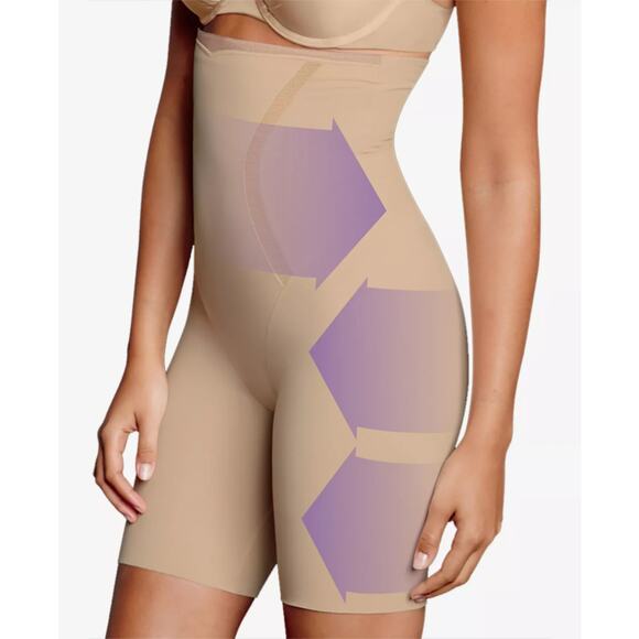 Maidenform Women's Firm Foundations High-Waisted Thigh Slimmer Black Size M 1016 - Picture 3 of 3